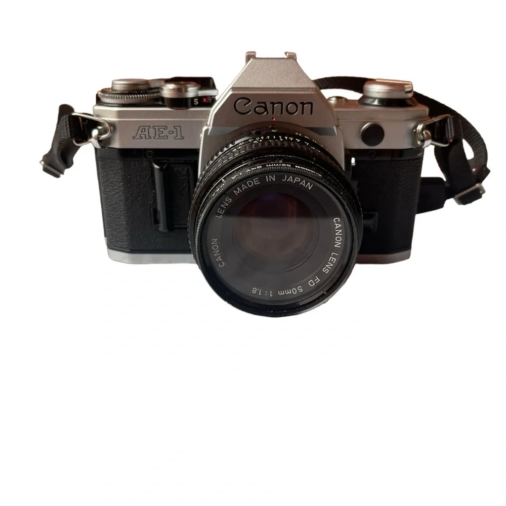 Canon AE-1 Program Chrome 35mm Film SLR Camera w/ 50mm F1.8 Lens used - Picture 1 of 9